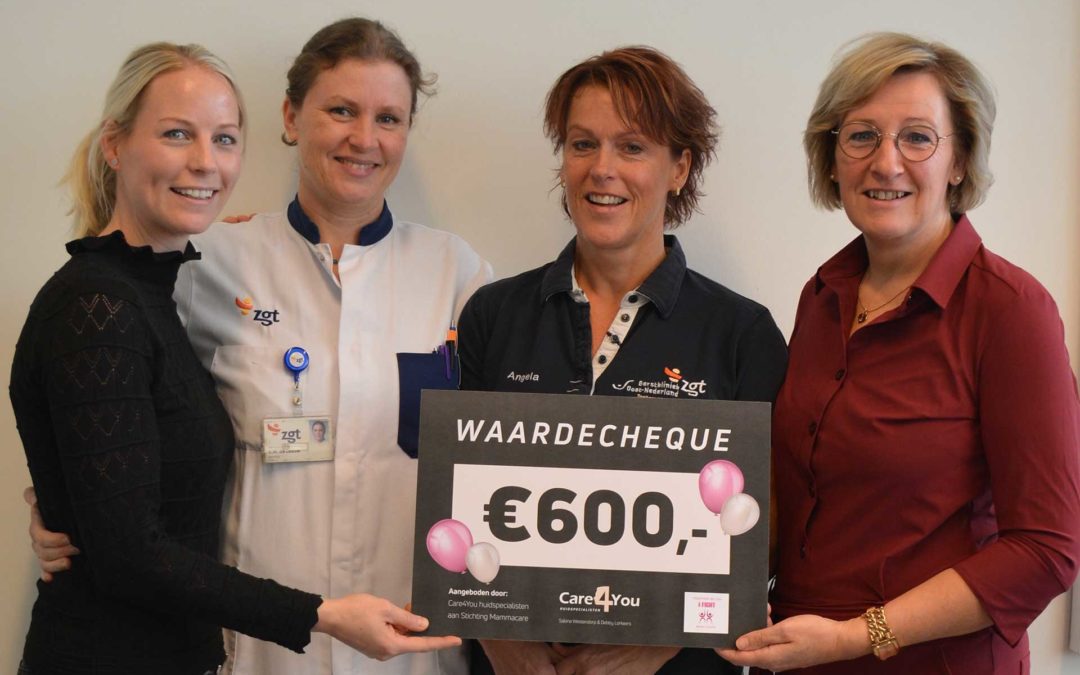 Care4you Huidspecialisten overhandigen waardecheque aan Mammacare